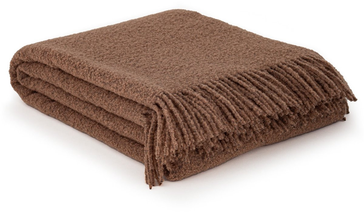 MoST Wollen bouclé plaid Paris beige-bruin 140 x 200 cm