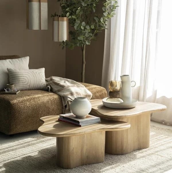 Salontafel set Fall By Boo - Lichtbruin - Mango hout
