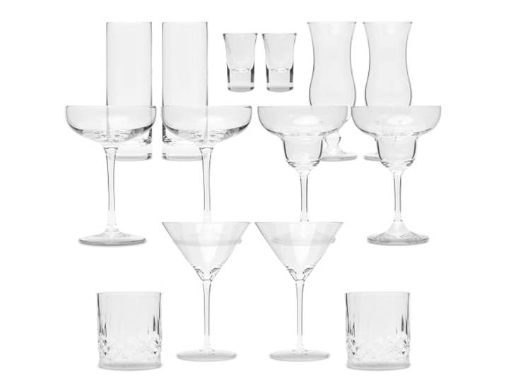 Mixit Cards Cocktail Gläser Set 14-teiliges Set mit verschiedenen Gläsern Hochwertig und langlebig Spülmaschinenfest und vielseitig einsetzbar Ideal für Zuhause und Gastronomie