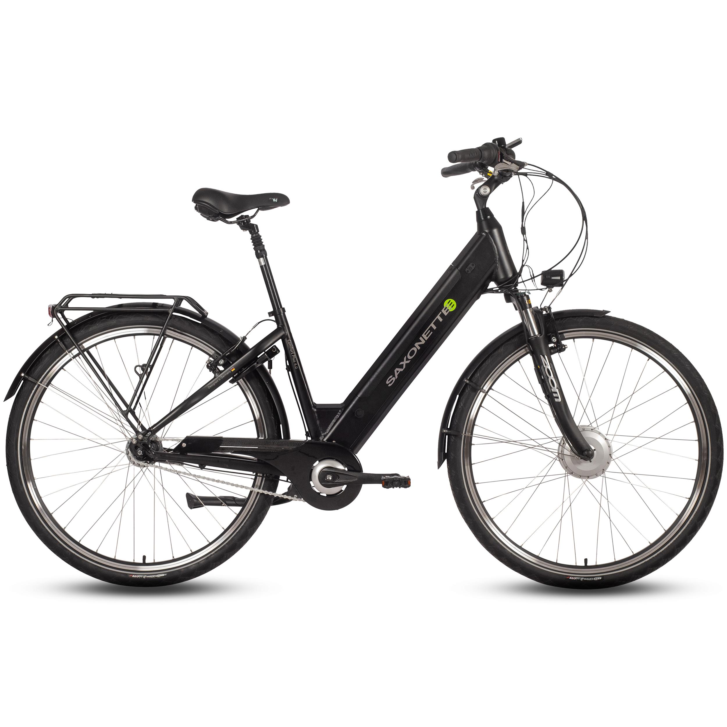 SAXONETTE Comfort Plus 4.0 Elektro , ebike,396 Wh Intube-Akku große Reichweite für den Alltag,E-Bike, Elektrofahrrad (Ramenhöhe 45, schwarz matt)