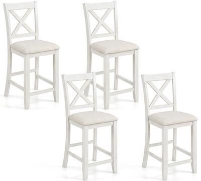Costway Set of 4 Modern Farmhouse Counter Height Stools with Footrest-White