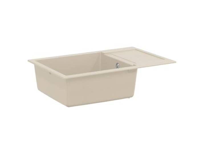 KGTKGTYER Einbau-Spülbecken Beige 780 x 500 mm Quarz-Verbundwerkstoff Hitzebeständig bis 280 C, Kratzfest, Inklusive Abfluss-Set