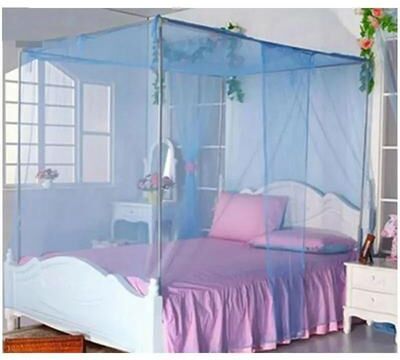 Uplift Picks Four Corner Lightweight Mosquito Bed Canopy Keeps Sleep Cool Comfortable Protected blue