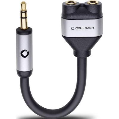 Oehlbach 60021 i-Connect J-AD Klinke Audio Y-Adapter [1x Klinkenstecker 3.5 mm - 2x Klinkenbuchse 3.5 mm] Schwarz
