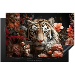 HERDABDECKPLATTE Tiger - Tier - Natur - Floral - Botanisch Induktionsschutz 81.6x52.7 cm
