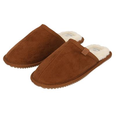 Pantoffel XQ FOOTWEAR, Damen, Gr. 39/40, braun (cognac), Obermaterial: 100% Polyester. Futter: 100% Polyester. Laufsohle: 100% Gummi, Schuhe, aus Wildlederimitat mit Gummisohle