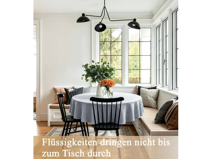 Tischdecke GOODPRODUCT Ozzie 1 Stück, Leinenoptik, in eckig und rund , grau, Ø:160cm, Polyester, Tischdecken, Tischdecke, Formstabil & pflegeleicht, eckig oder rund, Dekoration