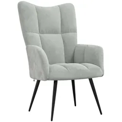 Décoshop26 - Moderner Lounge-Sessel/Sofa in hellgrauem Samt DEC026679 DEC026679