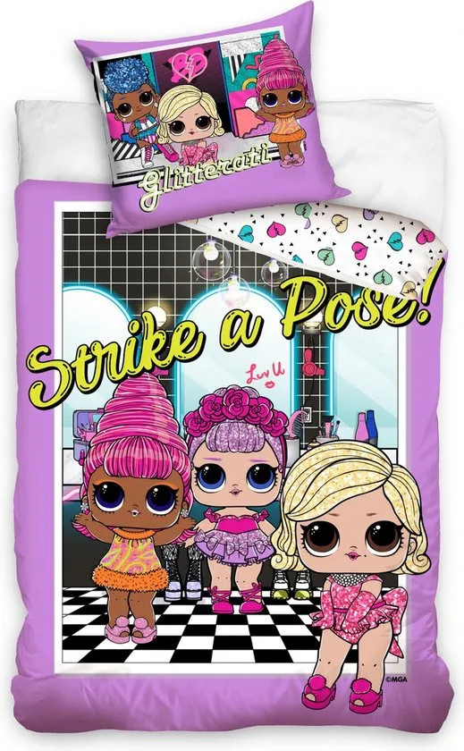 L.O.L. Surprise! Strike a Pose Dekbedovertrek voor kinderen, Katoen, 140 x 200 cm