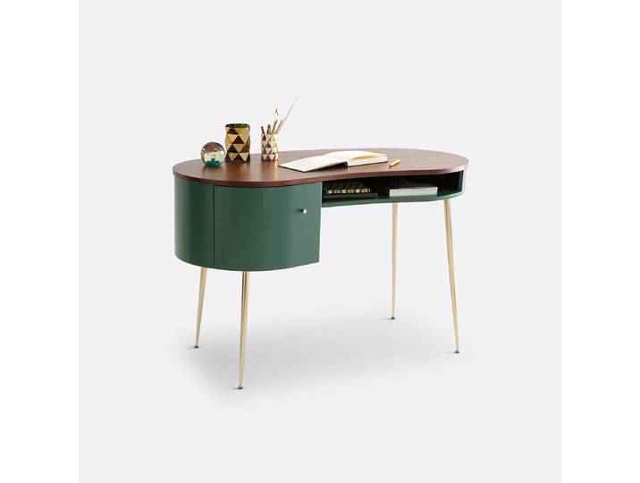 LA REDOUTE Bureau vintage plaqué noyer, Topim Vert,Noyer