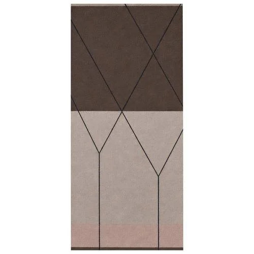 Mette Ditmer LINEA laagpolig grafisch vloerkleed - Bruin - 150 x 70 cm