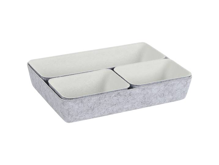 Aufbewahrungskorb Kyla hellgrau/weiss H 5.3 cm - Material: Filz