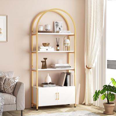 Garvee Arched Bookshelf 4-Tier Bookcase with Storage, Open Bookshelf for Living Room Home Office