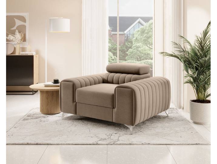 Designer Sessel Linuro mit verstellbarer Kopflehne - Sand - Luxusbetten24