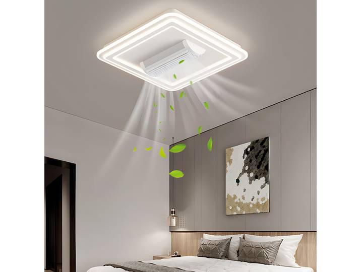 Ventilateur de plafond sans pales rond et carré, avec lumière LED moderne, télécommande, ventilateur de circulation d'air, décoration intérieure