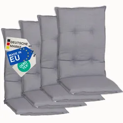 NYVI Gartenstuhl-Auflage Barcelona – Hochlehnerauflage für Gartenstühle Anzahl:4er Set;Dessin:Mittelgrau