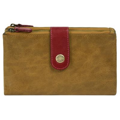 Geldbörse BRUNO BANANI "BRUNO BANANI Damen echt Leder", Damen, gelb, Leder, leicht glänzend, unifarben, Kleinlederwaren, echt Leder