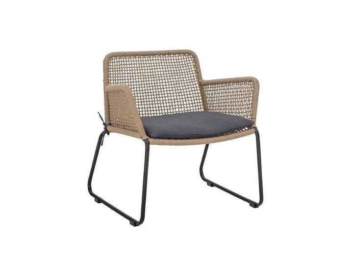 Garten Loungesessel Kairo – Metall mit handgeflochtenem Seil - Braun - Luxusbetten24