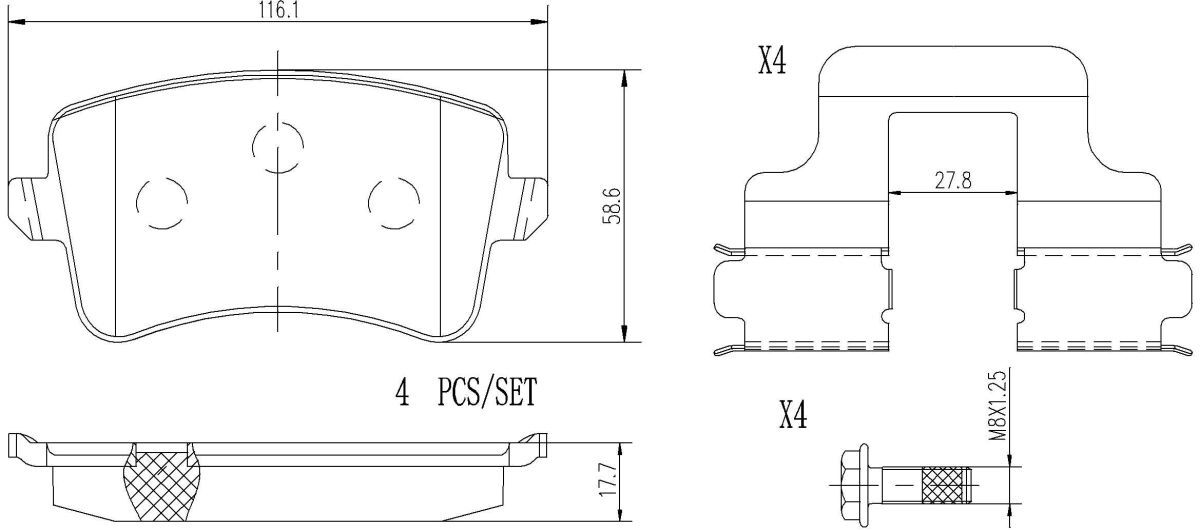 Bremsbelagsatz BREMBO P85100NX