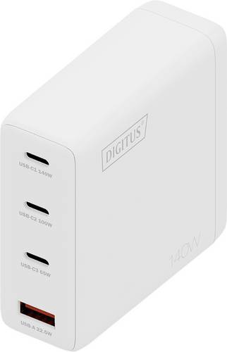 Digitus DA-10305 USB Ladegerät 140W 1x USB-A, 3x USB-C Weiß