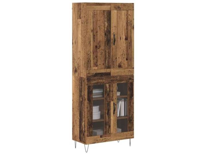 TEKGHUT Highboard Altholz 69,5 x 34 x 180 cm Holzwerkstoff Esszimmer, Wohnzimmer, moderne Metallgriffe, Metallbeine, Klapptüren, Regale, Holzwerkstoff, pflegeleicht