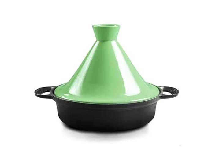 HAJHI Gusseisen Tajine Topf Induktionskompatibel Gas Tagine Marokko Mit Keramikdeckel Doppelgriffe Hält Die Feuchtigkeit Kochgeschirr Nicht Haftend(GrüN)