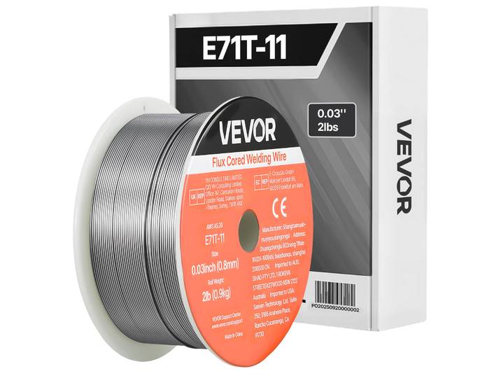 Vevor Fil Fourre Sans Gaz 0\,8 Mm 0\,9 Kg Par Bobine Fil De Soudage Mig E71t-11 Pour Soudage A Arc Toutes Positions\, Auto-protege\, Utilisation Exterieure\, Acier Doux\, Faible Projection\, Soudure Robuste