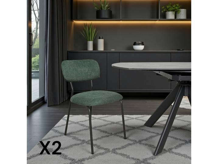 Chaise style écolier en tissu (lot de 2) MALANG - Vert