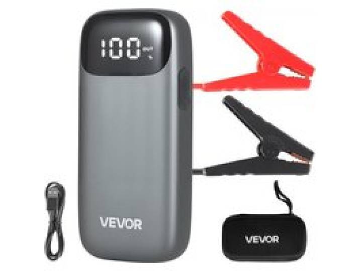 VEVOR Starthilfe Powerbank, Starthilfegerät 6000A Spitzenstrom mit LED-Taschenlampe & Kabel für Motor bis zu 10L Diesel/Benzin, Autobatterie Booster mit Schnellladung & Sicherheitsschutz für Notfall
