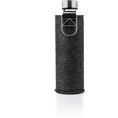 Trinkflasche EQUA "Mismatch", silber (transparent, silberfarben), H:25,5cm, Borosilikatglas, Trinkflaschen, Trinkflasche, Borosilikatglas, mit Filzcover und Metallgriff
