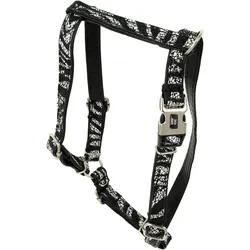 Barry King Szelki dla psa, Czarny Zebra, skórzany nikiel, M 16mm/ob. szyi 30-50cm ob. klatki 40-70cm (M, Hund, Spazieren), Halsband + Leine