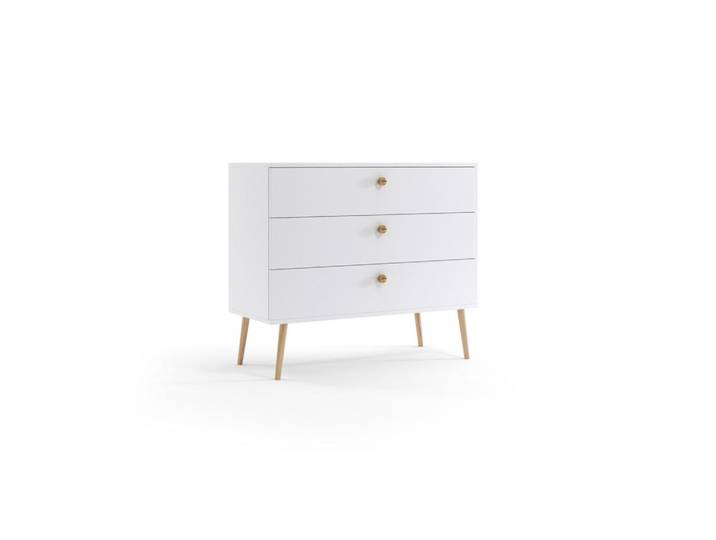 Fedve Kommode Schrank Kenure Weiß, 41x85x100 cm, Kleinmöbel, Kommoden, Kommoden