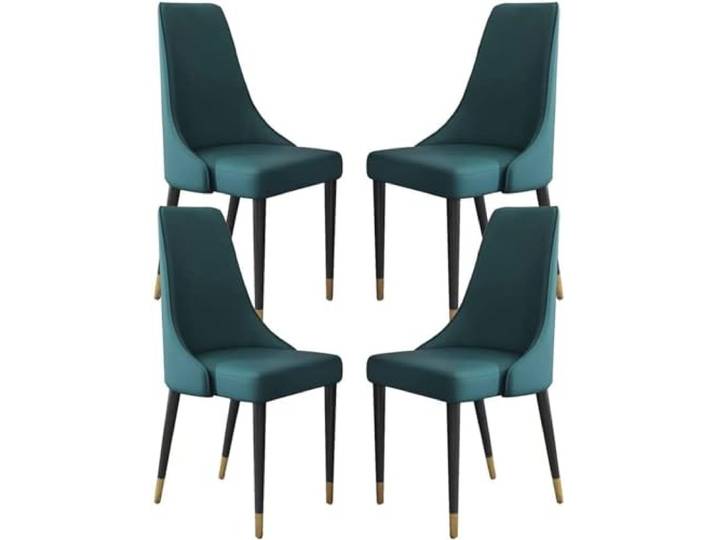 TINGMIAN Küchen-Esszimmerstühle, 4er-Set, Mikrofaser-Leder, Wohnzimmer, Schlafzimmer, Sofa, Stuhl, wasserdichte Seite mit Metallbeinen, Dunkelblau