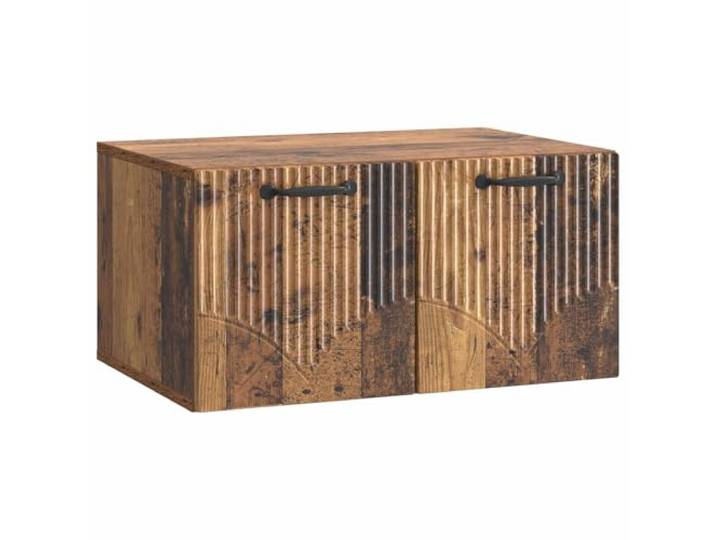 KUPTYERFG TV-Schrank Wandmontiert Holzwerkstoff Altholz 59,5x41x30 cm Platzsparende Hänge-Lowboard Lösung für Wohnzimmer und Schlafzimmer mit zwei Klapptüren und 60 kg Belastbarkeit.