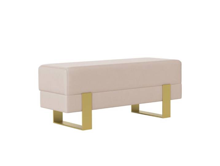 Banc RIVA - assise rembourrée - structure métallique - 80x35x47 cm - Doré / Beige
