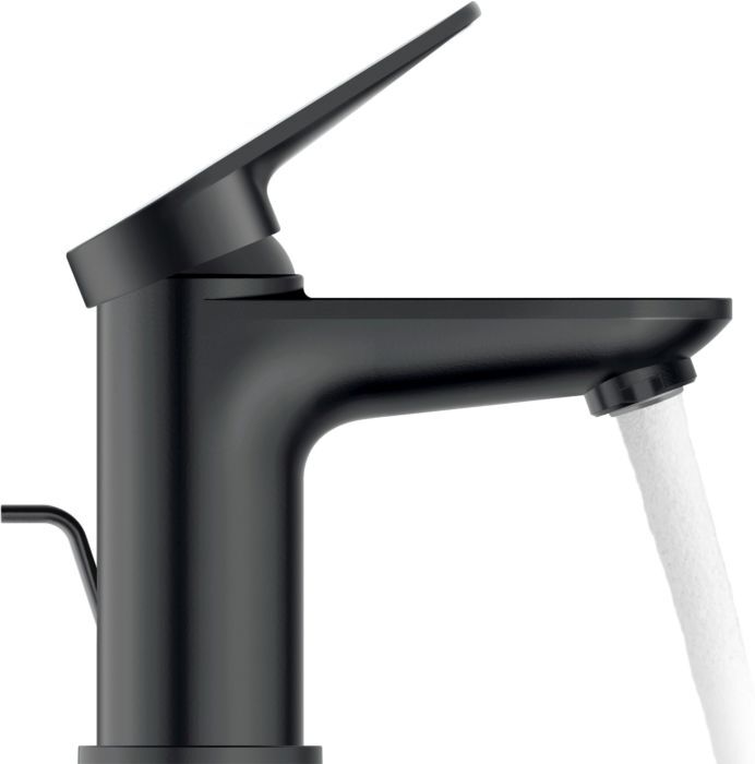 Duravit S Wave Waschtischarmatur WA1010001046 Ausladung 95mm, mit Zugstangen-Ablaufgarnitur, schwarz matt