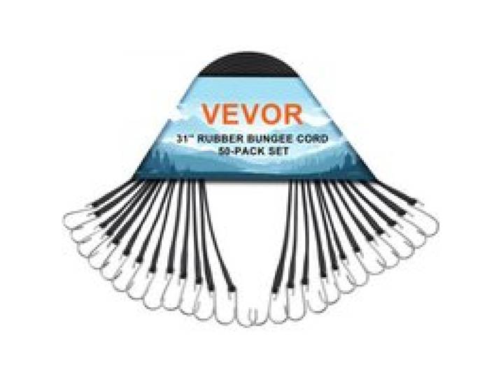 VEVOR Tendeur Élastique, Lot de 50, Sangles Élastiques Plates Robustes 19,8x800 mm avec Crochets S en Acier, Bonne Résistance, pour Maison, Auvent, Cargaison, Camping, Bâches, Camions, Tentes, Noir