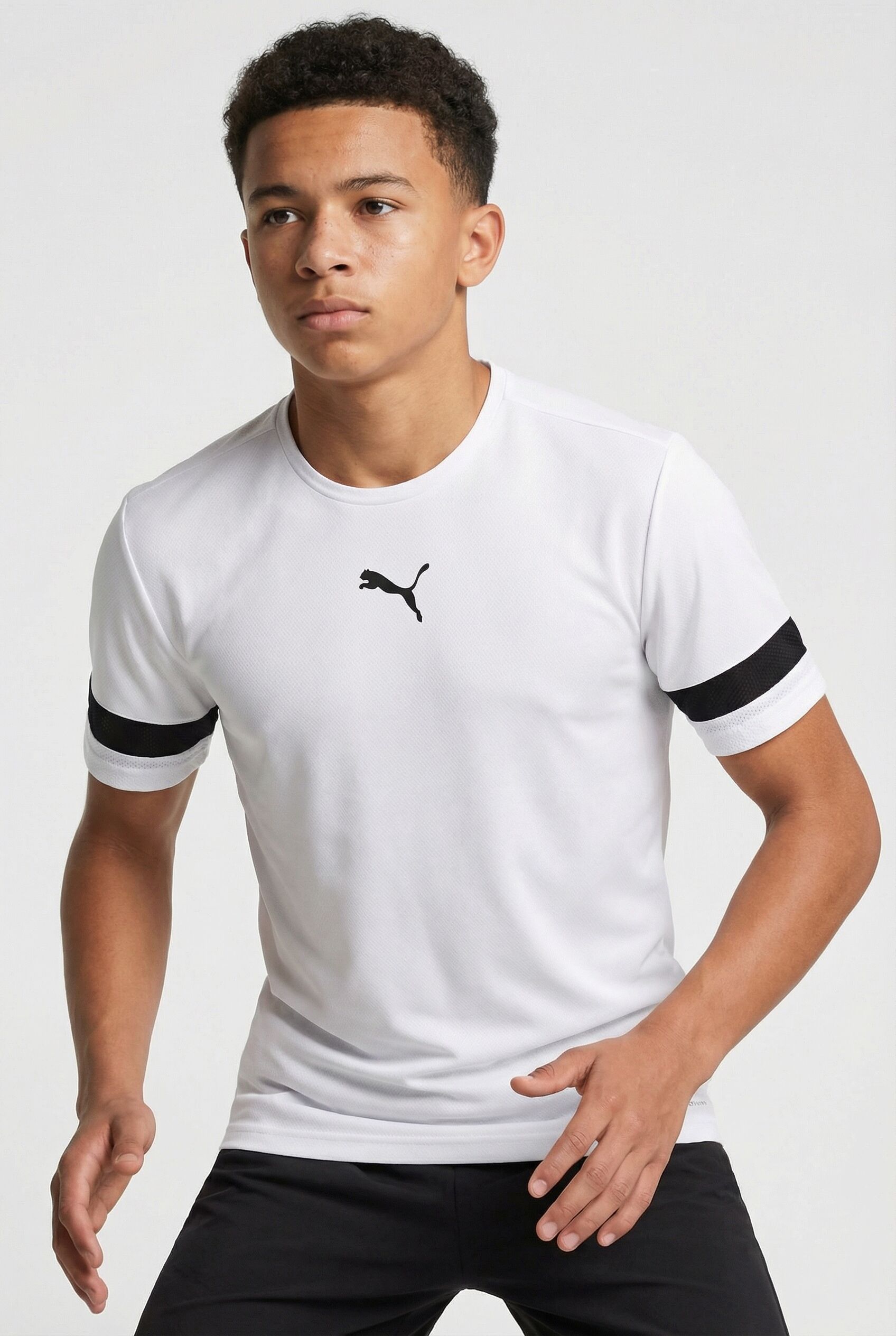 Fussballtrikot PUMA "TEAMRISE JERSEY JR", Kinder, Gr. 140, schwarz-weiss (puma weiß, puma schwarz, puma weiß), Netz, Obermaterial: 100% Polyester, unifarben, slim fit normal, Rundhals, Trikots Fussballtrikot, Fussball, Kurzarm, mit Rundhalsausschnitt, mit