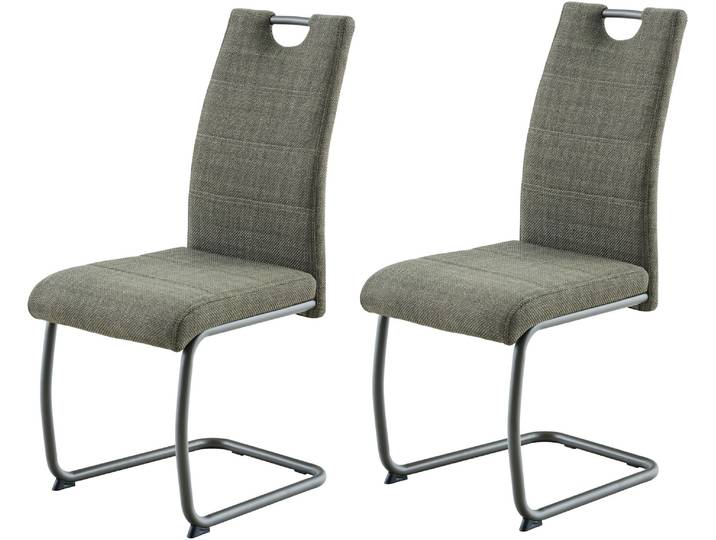Freischwinger HELA FLORENZ , grau (grün, grün, grün), B:43cm H:97,5cm T:61cm, Metall, Polyester, Stoff, Stühle, Freischwinger, Rundrohrgestell Matching Colour, gepolstert, mit Griff