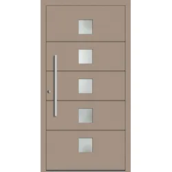 SCHÜCO ADS 75.SI Haustür Aluminium "PANDORA" Graubeige RAL 1019 innen öffnend DIN links