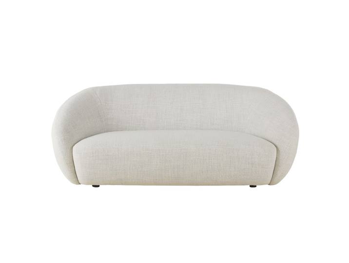Canapé arrondi 3 places en textile tramé greige