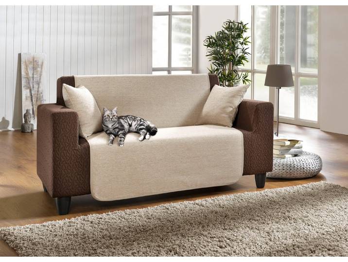 Wohnaccessoires aus hochwertigem Chenille, Creme, Größe 101 (Sesselschoner, 50x150 cm)