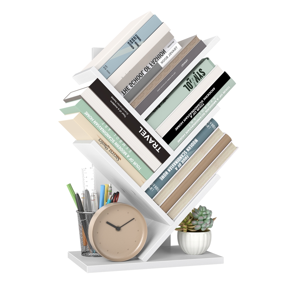 VASAGLE Bücherregal Baumform platzsparend wolkenweiß LBC183T14