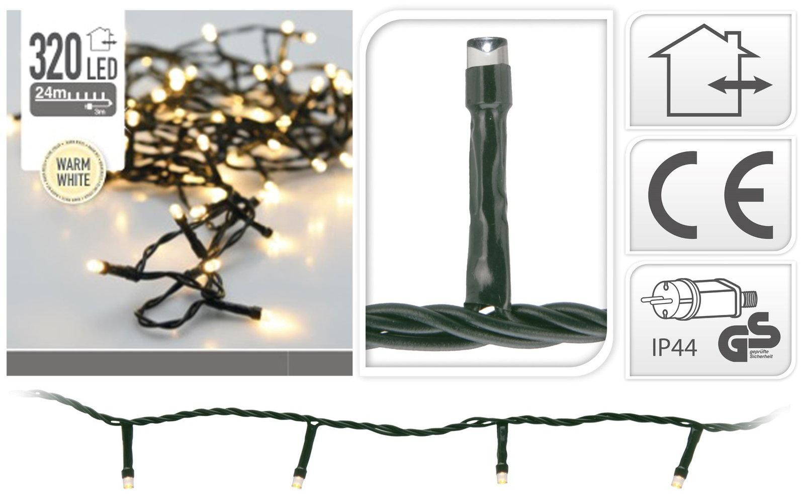 Nampook Kerst Ledverlichting warm wit 320 LED 24 meter voor buiten