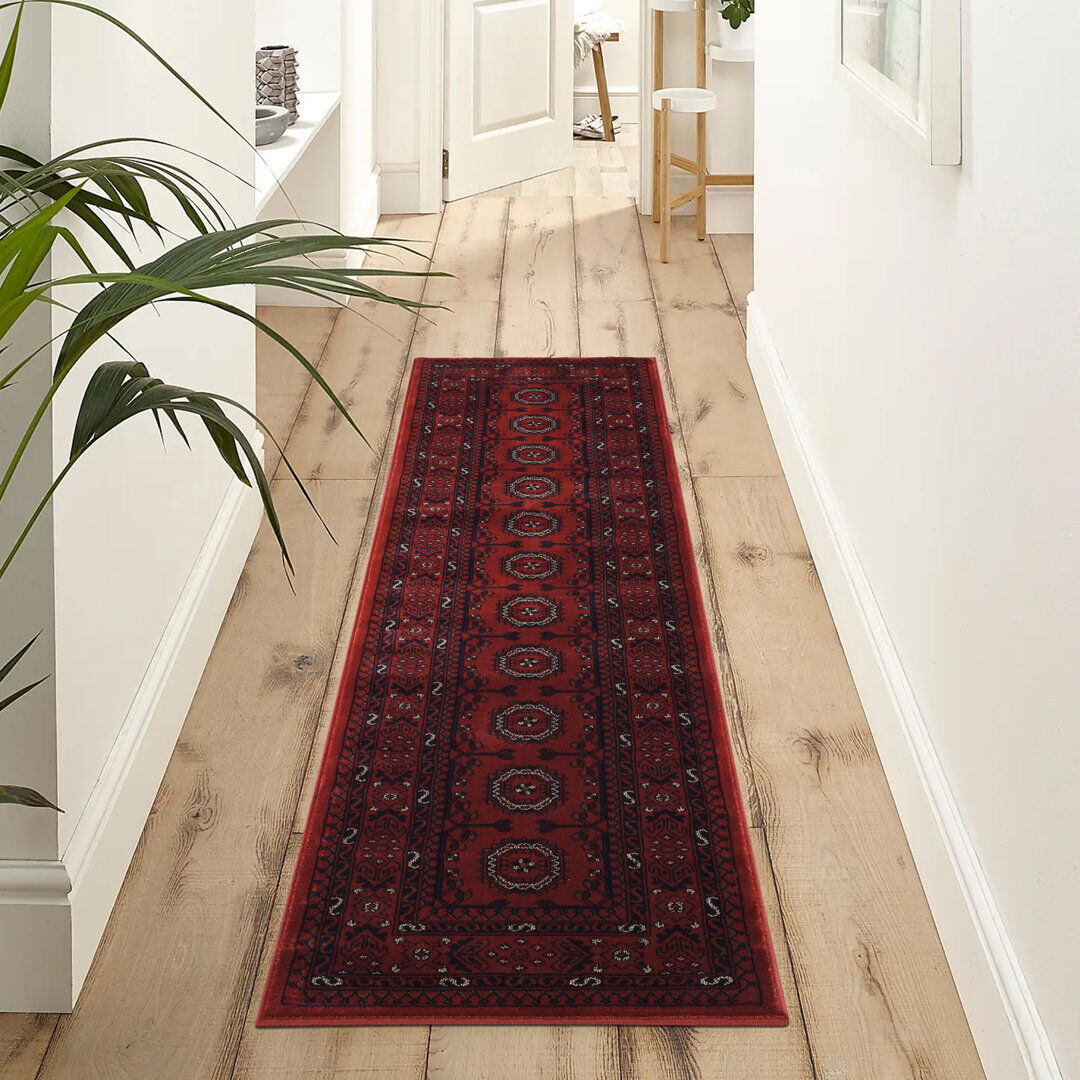 ClassicLiving Yasmin Traditional Bukhara Indoor Area Rug Soft Woven Carpet with Jute Backing Classic Oriental Style for Living Room, Bedroom, Hallway, Red Red Rectangle 160 x 230 cm