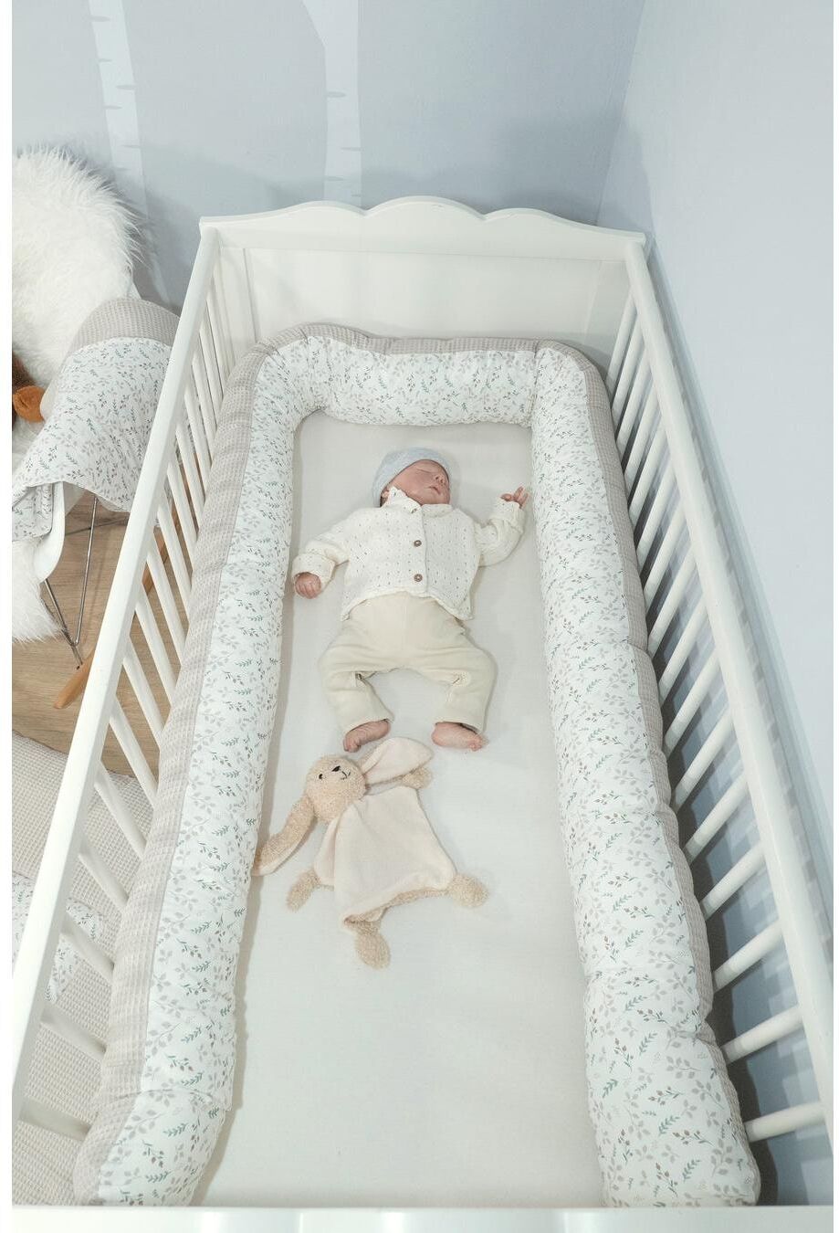 Bettnestchen ULLENBOOM , Baby, beige (natur, grau, weiß), Obermaterial: 100% Baumwolle, Bettnestchen Bettnestchen natur, grau, weiß Einheitsgröße