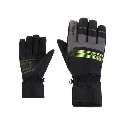 Skihandschuhe ZIENER "GALLIUSS-Z AQUASHIELD", Herren, Gr. 7.5, lime, Kunstfaser, Handschuhe, wasserdicht, winddicht, atmungsaktiv