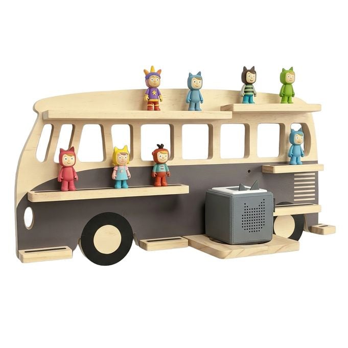 Relaxdays Magnetisch Toniebox-rek voor Toniebox en 25 Tonies, Natuur/Grijs