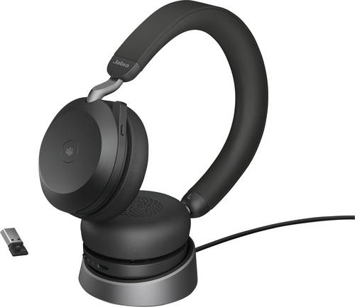 Jabra Evolve2 75 Over Ear Headset kabelgebunden Schwarz Batterieladeanzeige, Mikrofon-Stummschaltung Telefon