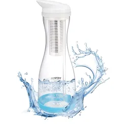 VEVOR Wasserfilter Kanne Wasserfilterkrug 6 Tassen Wasserfilterspender aus Glas, kühlschrankfreundliches Wasserfiltersystem, kein BPA, hält 3 Monate / 800 L, reduziert Chlor Rost Gerüche PFOA/PFOS